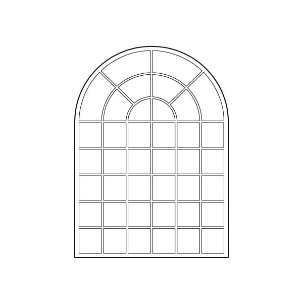 Arched window grill with Sunray design - Security Window Grills